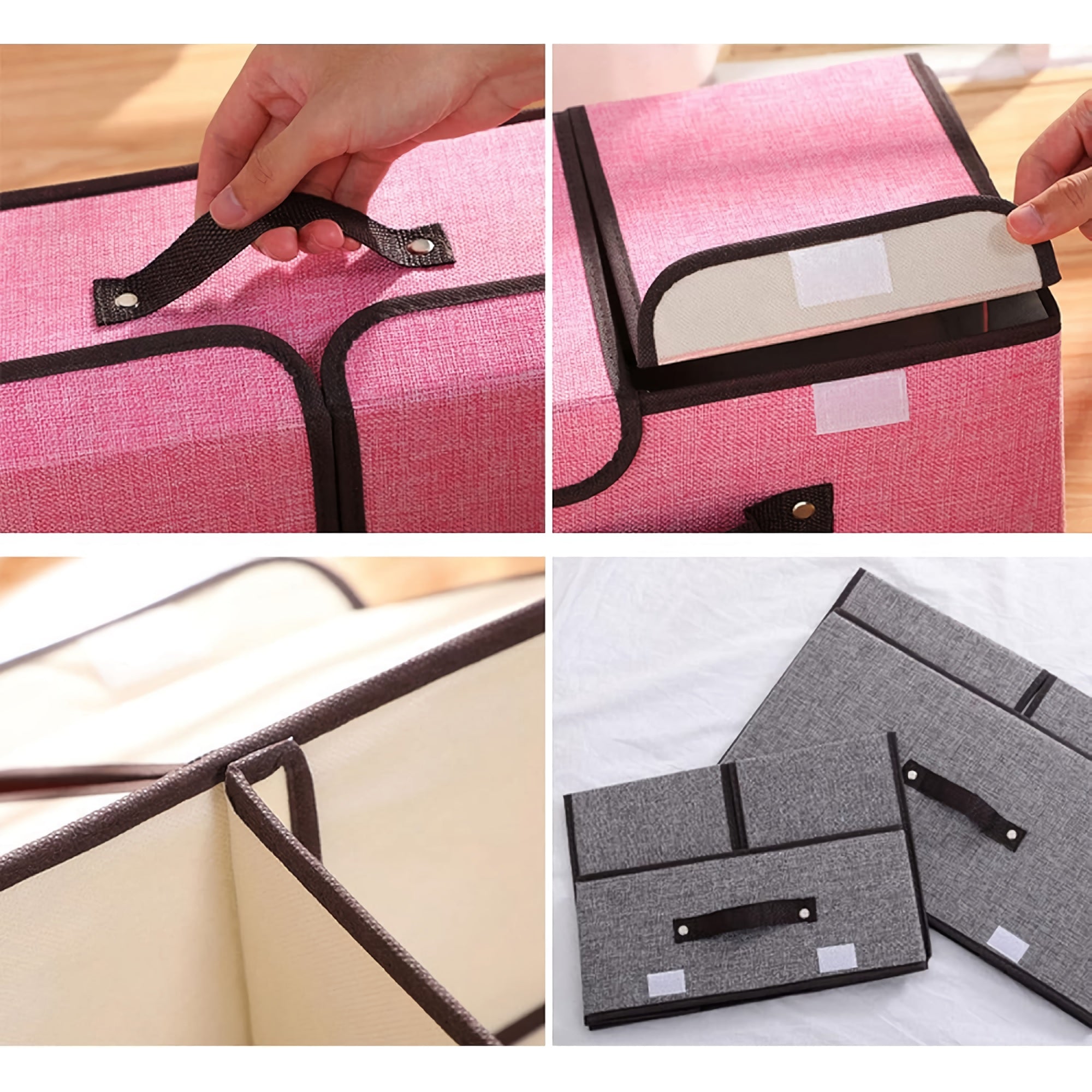 Foldable Linen Storage Box, 50 x 30 x 25 cm Double Lid Organizer Container for Home, Office, Clothes, Books, Toys (Grey) - HJ23052 Foldable Linen Storage Box, 50 x 30 x 25 cm Double Lid Organizer Container for Home, Office, Clothes, Books, Toys (Grey) - HJ23052